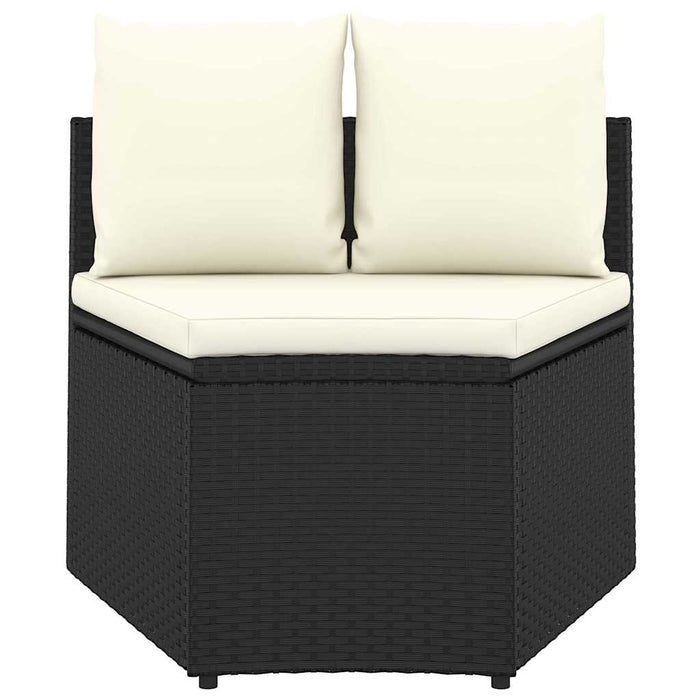 Set mobilier de grădină cu perne, 7 piese, negru, poliratan - WALTI WALTI