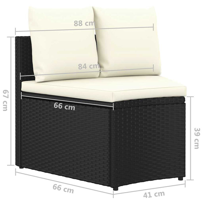 Set mobilier de grădină cu perne, 7 piese, negru, poliratan - WALTI WALTI