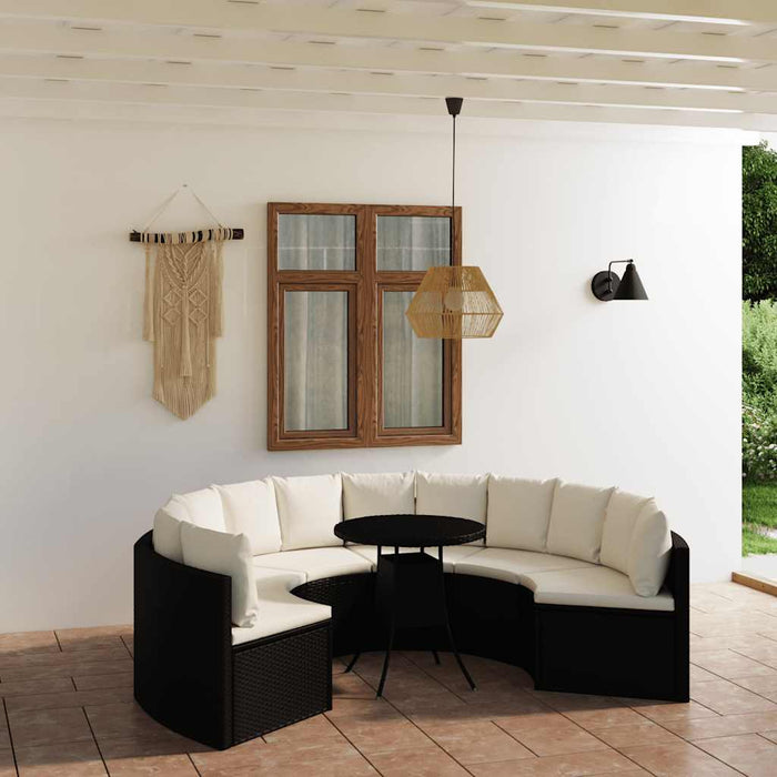 Set mobilier de grădină cu perne, 7 piese, negru, poliratan - WALTI WALTI