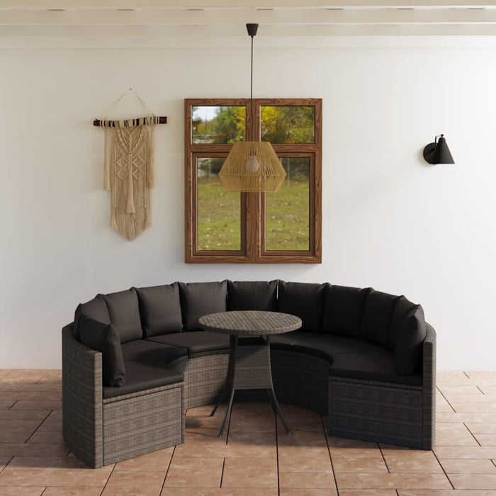 Set mobilier de grădină cu perne, 7 piese, gri, poliratan - WALTI WALTI