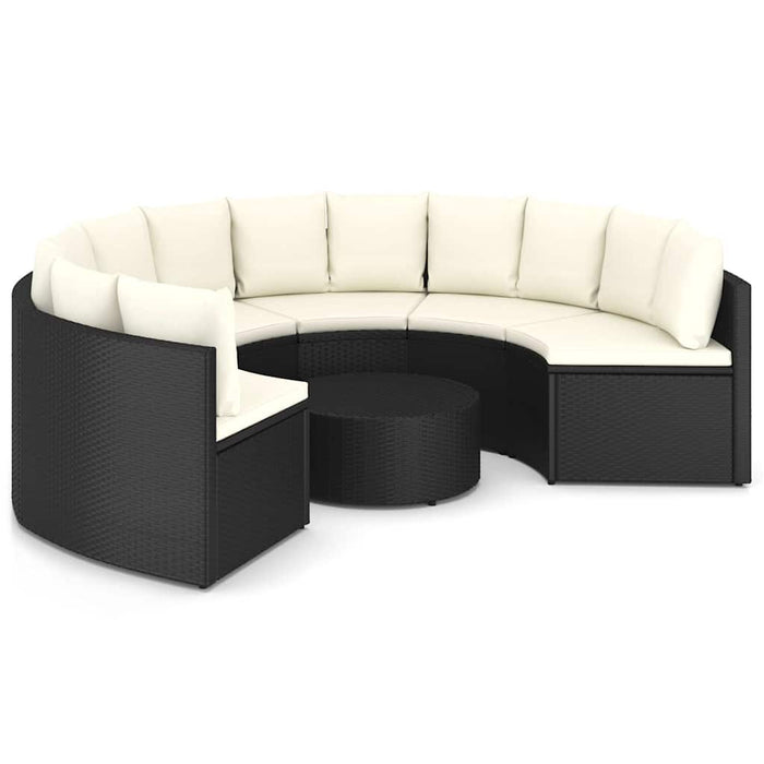 Set mobilier de grădină cu perne, 7 piese, negru, poliratan - WALTI WALTI
