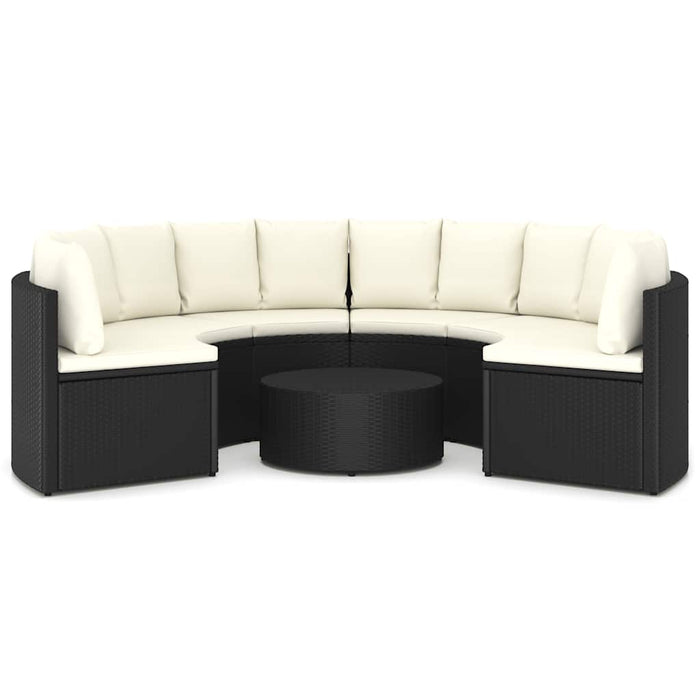 Set mobilier de grădină cu perne, 7 piese, negru, poliratan - WALTI WALTI