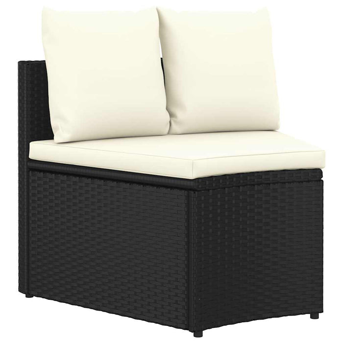 Set mobilier de grădină cu perne, 7 piese, negru, poliratan - WALTI WALTI
