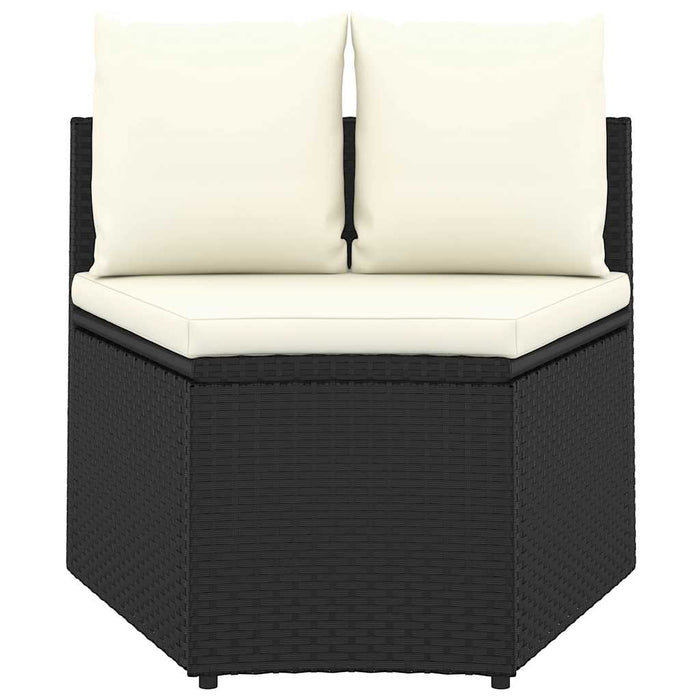Set mobilier de grădină cu perne, 7 piese, negru, poliratan - WALTI WALTI