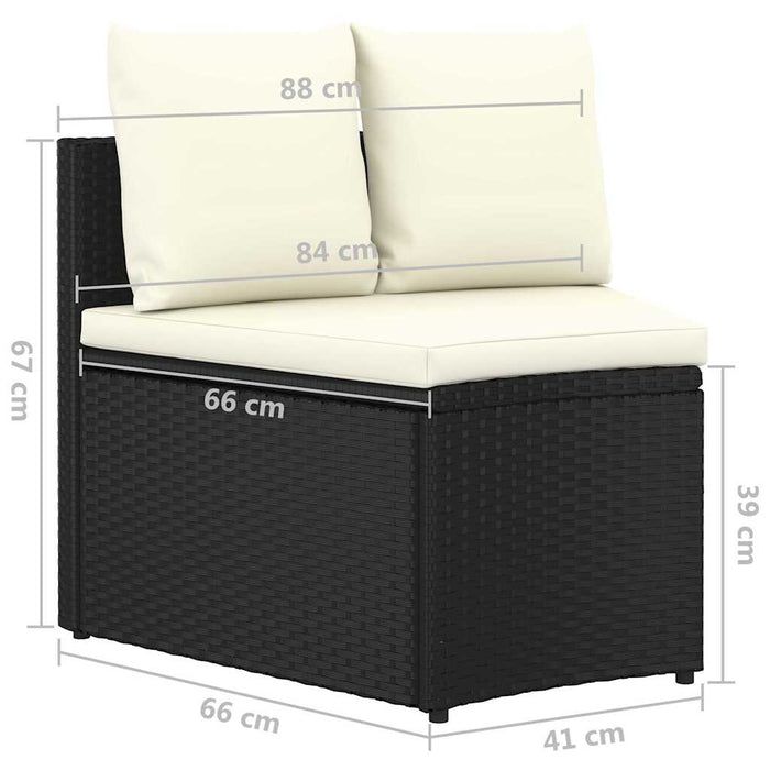 Set mobilier de grădină cu perne, 7 piese, negru, poliratan - WALTI WALTI