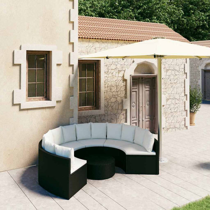 Set mobilier de grădină cu perne, 7 piese, negru, poliratan - WALTI WALTI