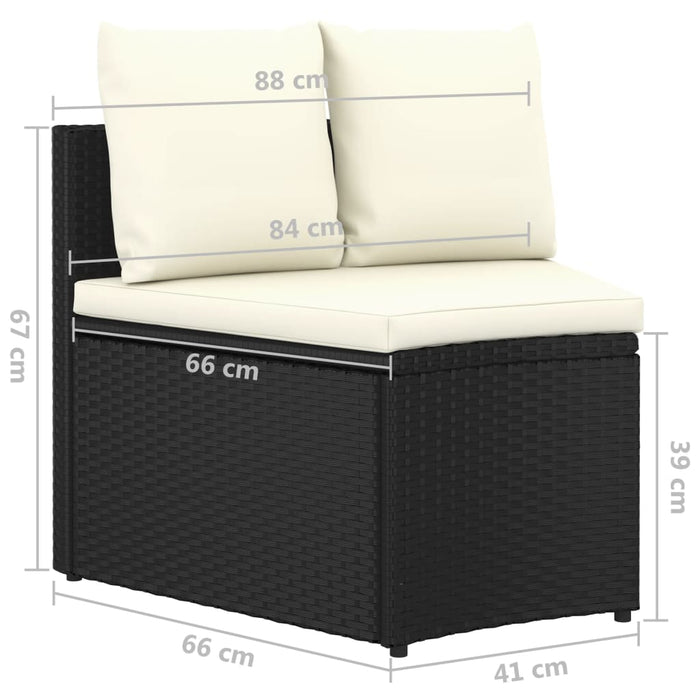Set mobilier de grădină cu perne, 6 piese, negru, poliratan - WALTI WALTI