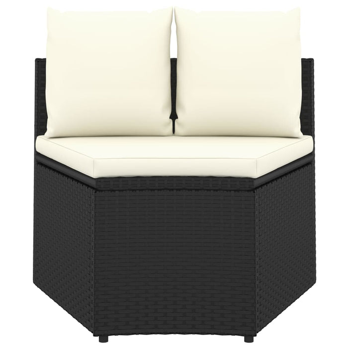 Set mobilier de grădină cu perne, 9 piese, negru, poliratan WALTI