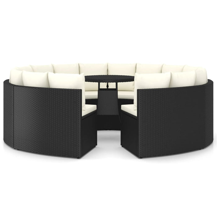 Set mobilier de grădină cu perne, 9 piese, negru, poliratan - WALTI WALTI