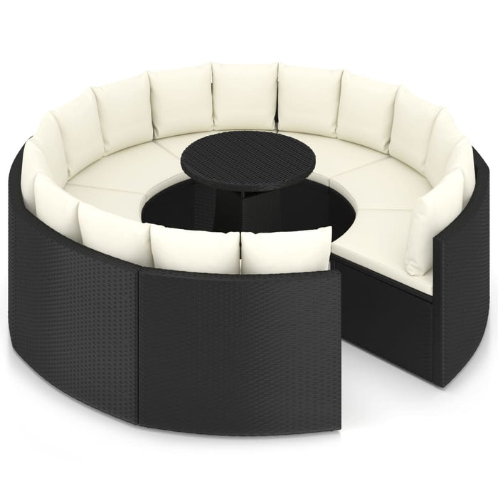 Set mobilier de grădină cu perne, 9 piese, negru, poliratan - WALTI WALTI