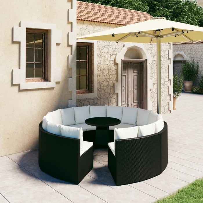 Set mobilier de grădină cu perne, 9 piese, negru, poliratan - WALTI WALTI