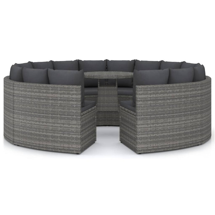 Set mobilier de grădină cu perne, 9 piese, gri, poliratan - WALTI WALTI