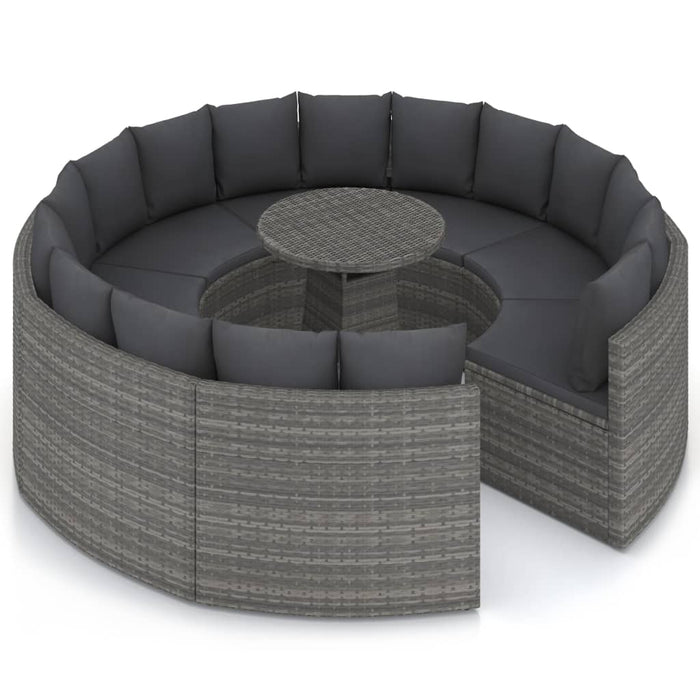 Set mobilier de grădină cu perne, 9 piese, gri, poliratan - WALTI WALTI