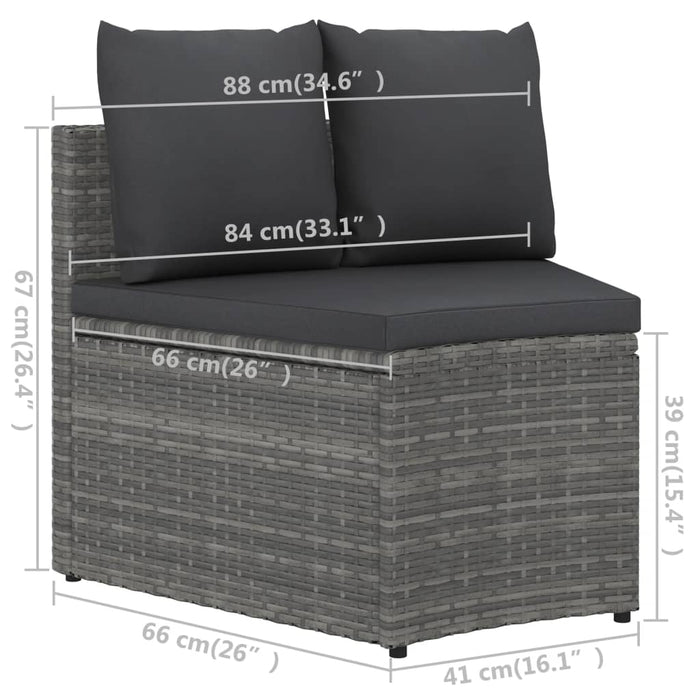 Set mobilier de grădină cu perne, 9 piese, gri, poliratan - WALTI WALTI