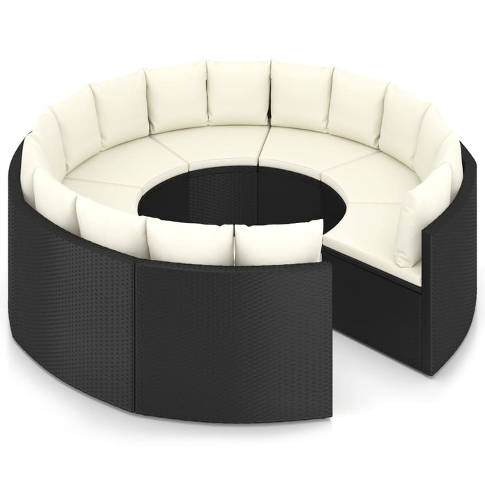 Set mobilier de grădină cu perne, 8 piese, negru, poliratan - WALTI WALTI