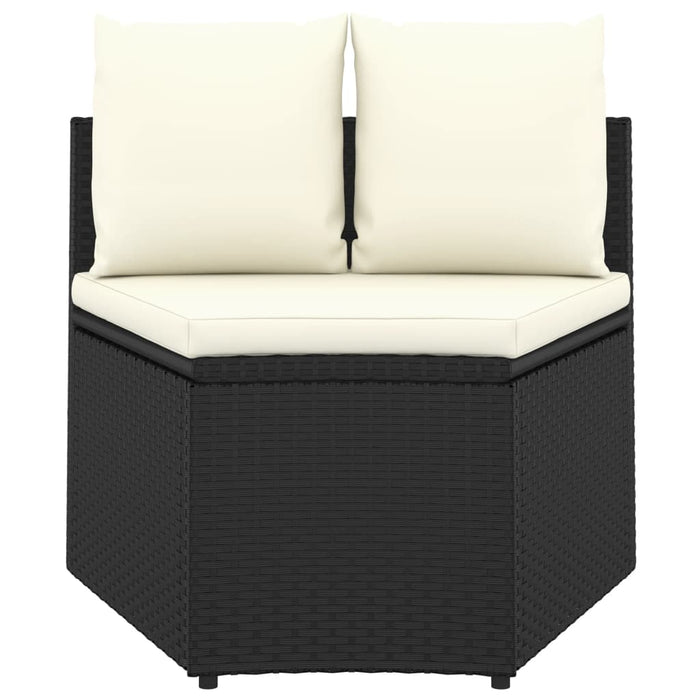 Set mobilier de grădină cu perne, 8 piese, negru, poliratan - WALTI WALTI