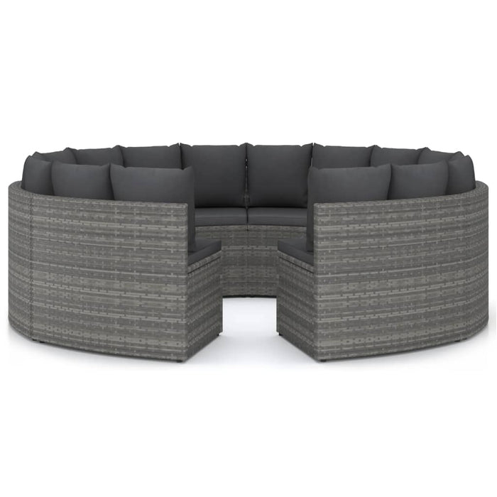 Set mobilier de grădină cu perne, 8 piese, gri, poliratan WALTI