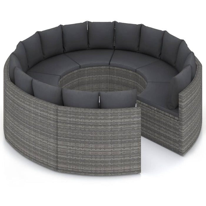 Set mobilier de grădină cu perne, 8 piese, gri, poliratan WALTI