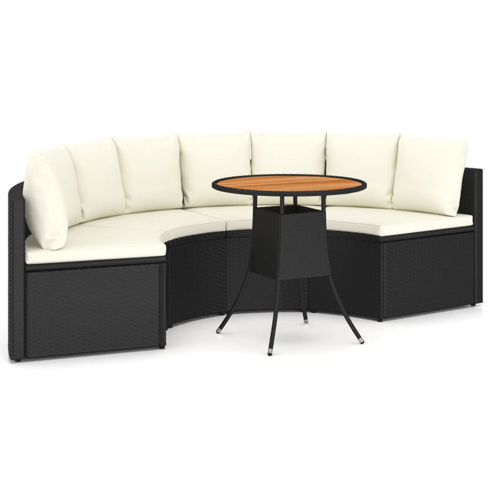 Set mobilier de grădină cu perne, 5 piese, negru, poliratan WALTI