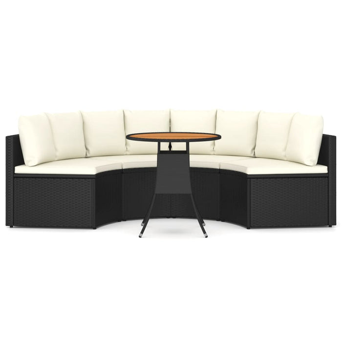 Set mobilier de grădină cu perne, 5 piese, negru, poliratan WALTI