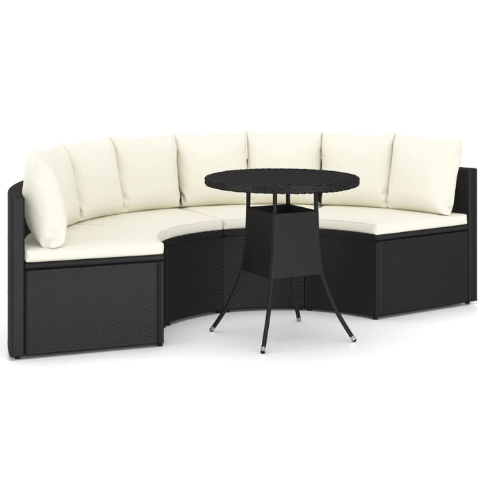 Set mobilier de grădină cu perne, 5 piese, negru, poliratan - WALTI WALTI