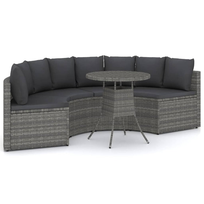 Set mobilier de grădină cu perne, 5 piese, gri, poliratan - WALTI WALTI