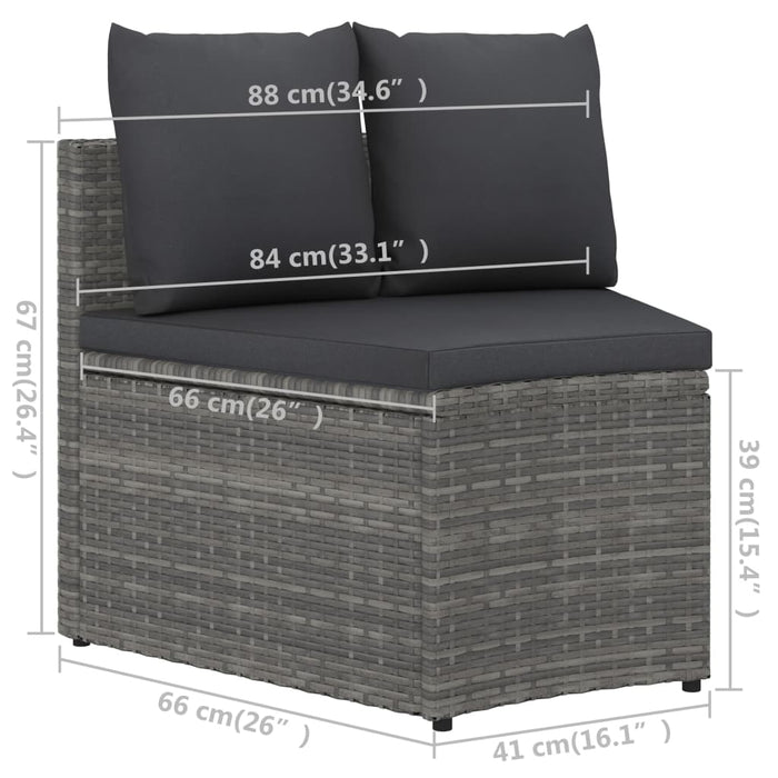 Set mobilier de grădină cu perne, 5 piese, gri, poliratan - WALTI WALTI