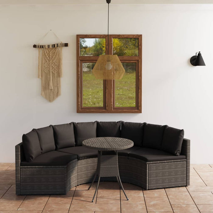 Set mobilier de grădină cu perne, 5 piese, gri, poliratan - WALTI WALTI