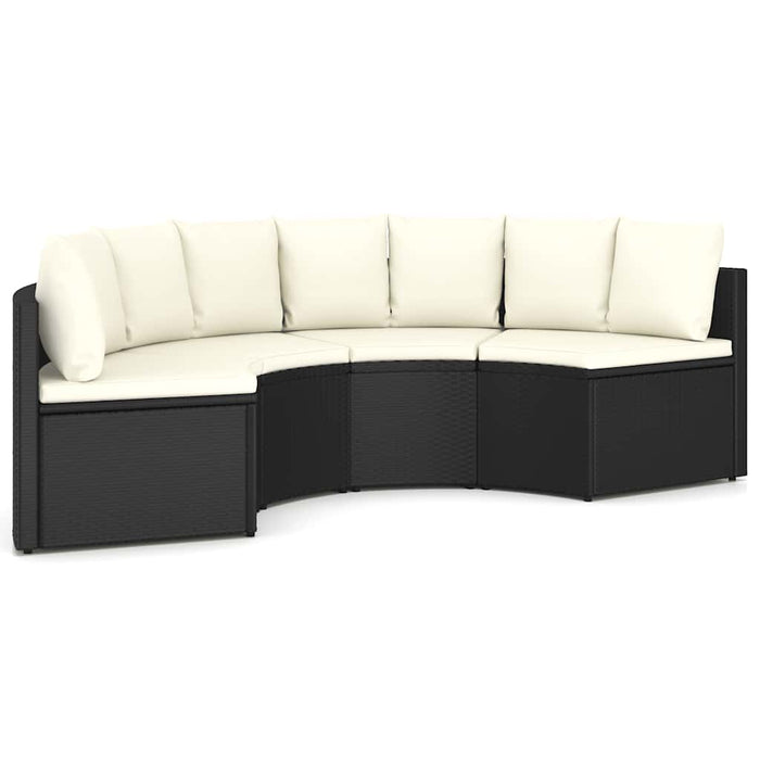 Set mobilier de grădină cu perne, 4 piese, negru, poliratan - WALTI WALTI