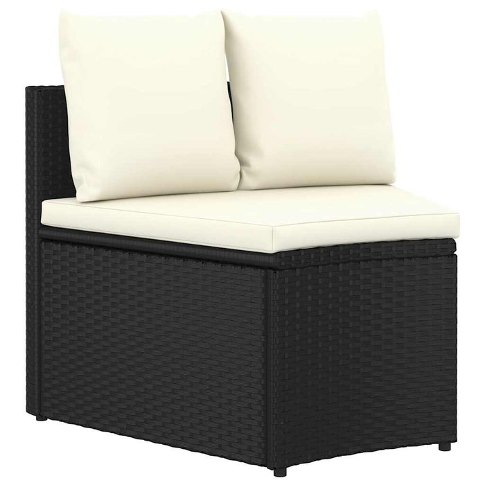 Set mobilier de grădină cu perne, 4 piese, negru, poliratan - WALTI WALTI
