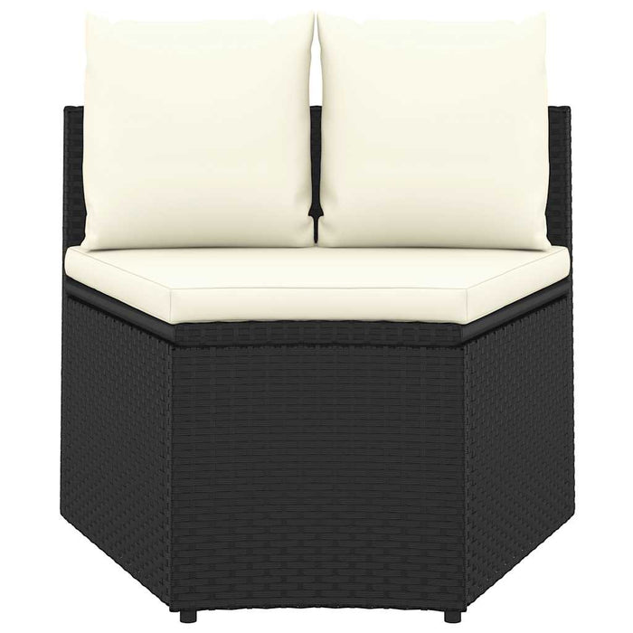 Set mobilier de grădină cu perne, 4 piese, negru, poliratan - WALTI WALTI