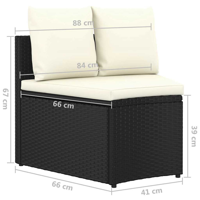 Set mobilier de grădină cu perne, 4 piese, negru, poliratan - WALTI WALTI