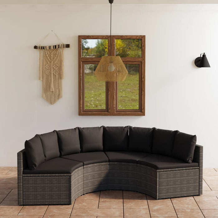 Set mobilier de grădină cu perne, 4 piese, gri, poliratan - WALTI WALTI