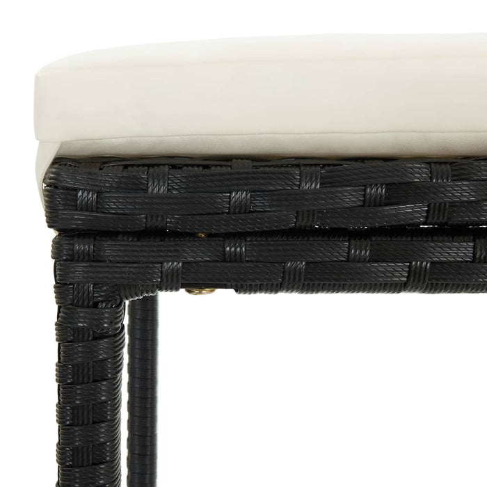 Set mobilier bar de grădină cu perne, 4 piese, negru, poliratan WALTI