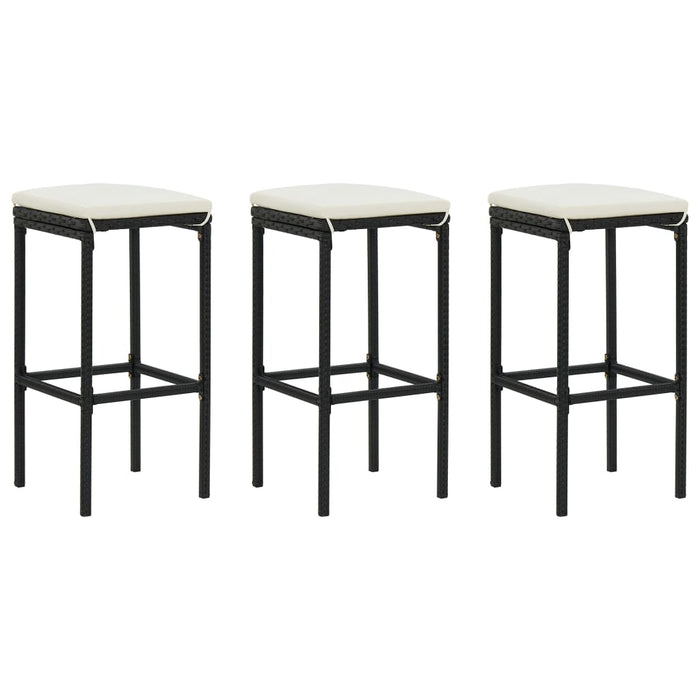 Set mobilier bar de grădină cu perne, 4 piese, negru, poliratan WALTI