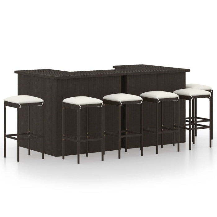 Set mobilier bar de grădină cu perne, 8 piese, maro, poliratan - WALTI WALTI