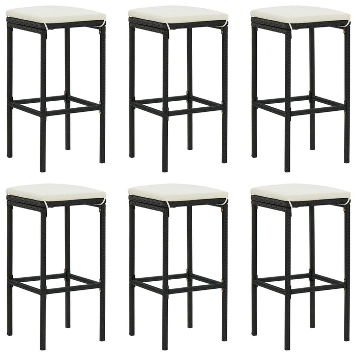 Set mobilier bar de grădină cu perne, 8 piese, negru, poliratan WALTI