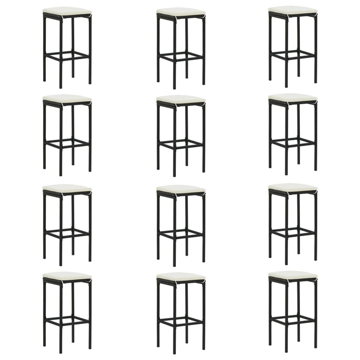 Set mobilier bar de grădină cu perne, 16 piese, negru poliratan WALTI
