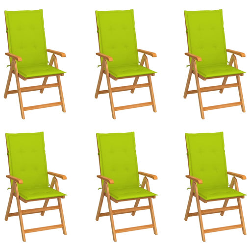 Scaune de grădină cu perne verde aprins 6 buc. lemn masiv tec - WALTI WALTI