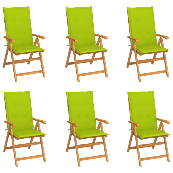 Scaune de grădină cu perne verde aprins 6 buc. lemn masiv tec - WALTI WALTI