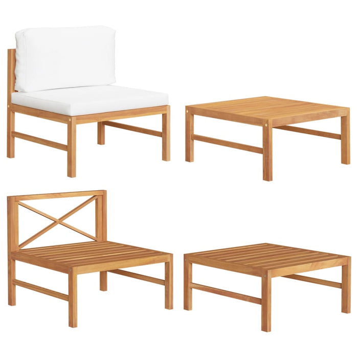 Set mobilier grădină cu perne crem, 2 piese, lemn de tec WALTI