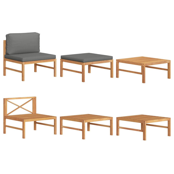 Set mobilier grădină cu perne gri închis, 3 piese, lemn de tec - WALTI WALTI