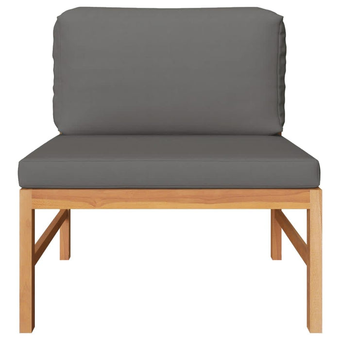 Set mobilier grădină cu perne gri închis, 3 piese, lemn de tec - WALTI WALTI