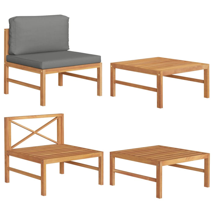 Set mobilier de grădină cu perne gri închis, 2 piese, lemn tec - WALTI WALTI