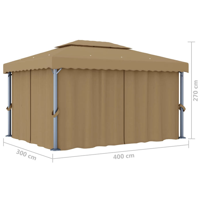 Pavilion cu perdea, gri taupe, 4x3 m, aluminiu - WALTI WALTI
