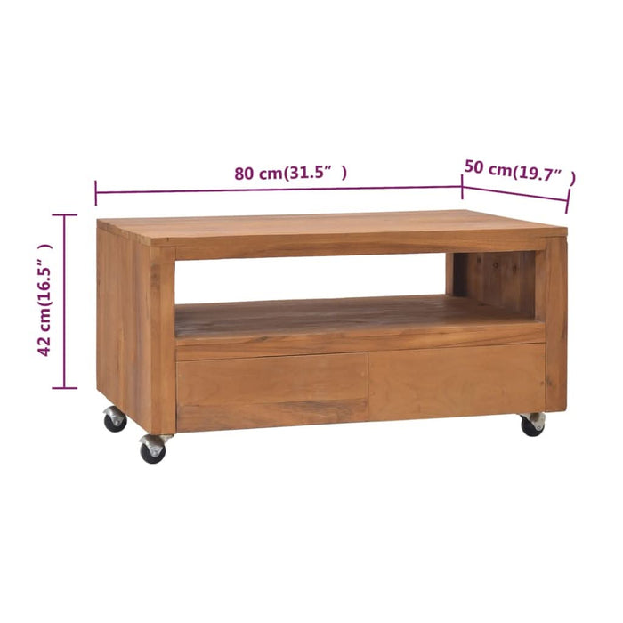 Comodă TV cu roți, 80x50x42 cm, lemn masiv de tec - WALTI WALTI