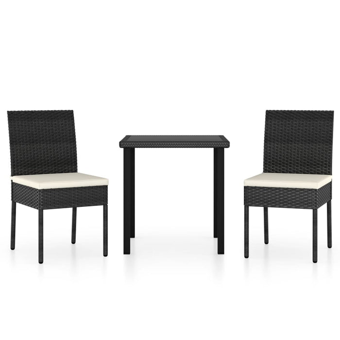 Set de masă și scaune de exterior, 3 piese, negru, poliratan - WALTI WALTI