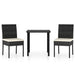 Set de masă și scaune de exterior, 3 piese, negru, poliratan - WALTI WALTI