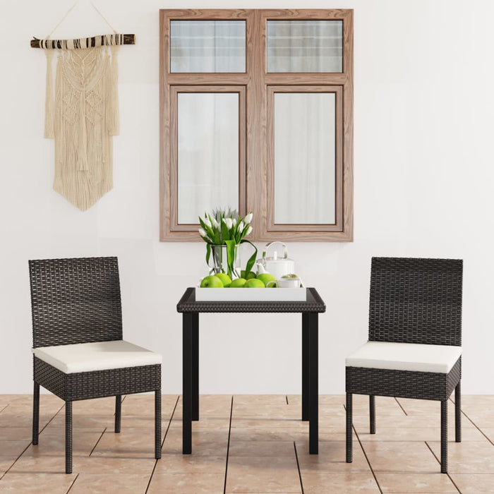 Set de masă și scaune de exterior, 3 piese, negru, poliratan - WALTI WALTI