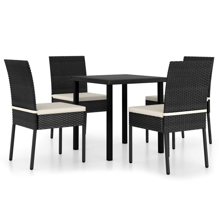 Set de masă și scaune de exterior, 5 piese, negru, poliratan - WALTI WALTI